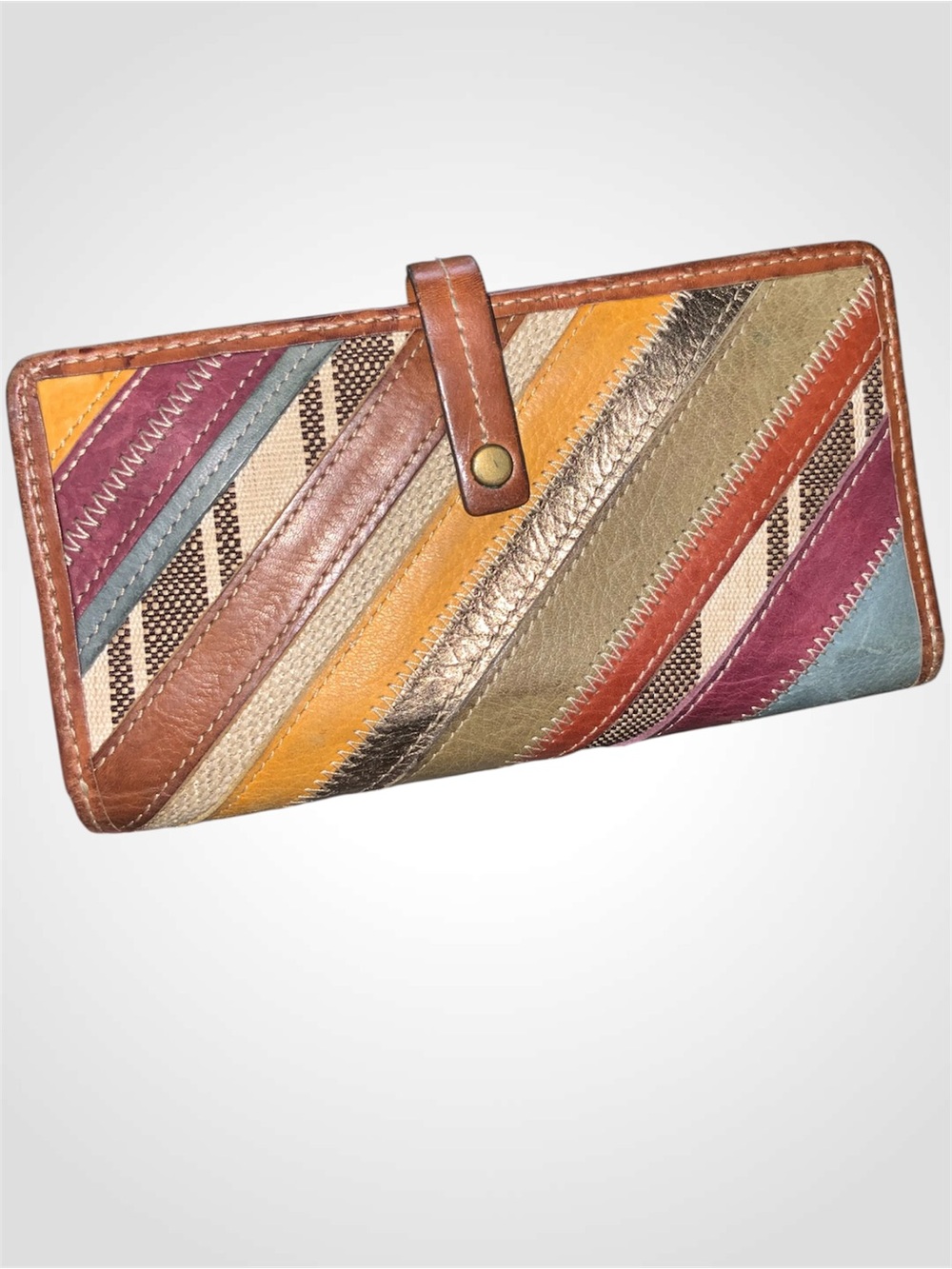 Fossil Vintage Multi-Color Stripe Leather Wallet